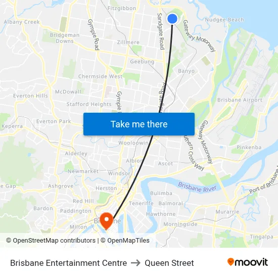 Brisbane Entertainment Centre to Queen Street map