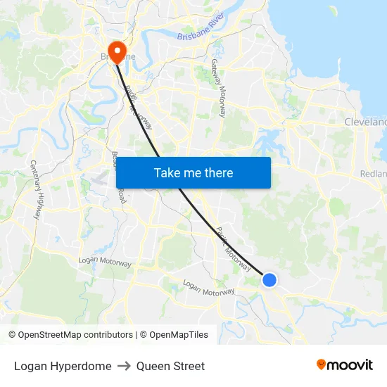Logan Hyperdome to Queen Street map
