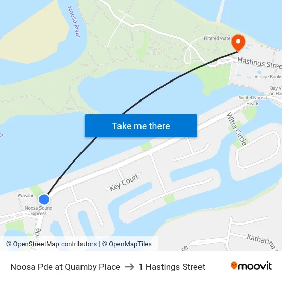 Noosa Pde at Quamby Place to 1 Hastings Street map
