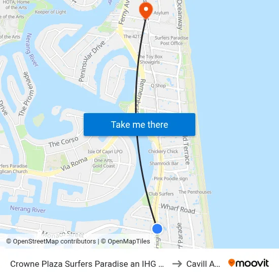 Crowne Plaza Surfers Paradise an IHG Hotel Gold Coast to Cavill Avenue map