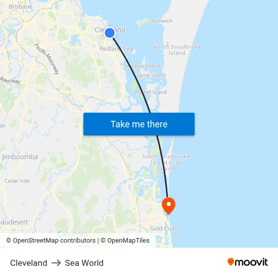 Cleveland to Sea World map