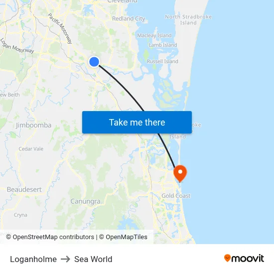 Loganholme to Sea World map