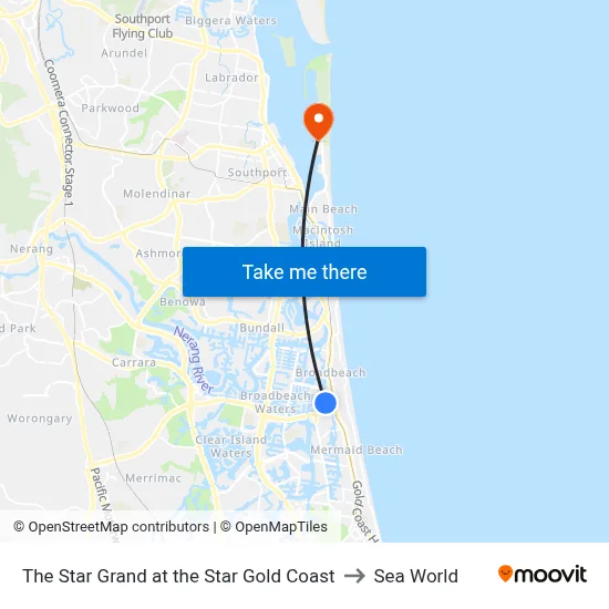 The Star Grand at the Star Gold Coast to Sea World map