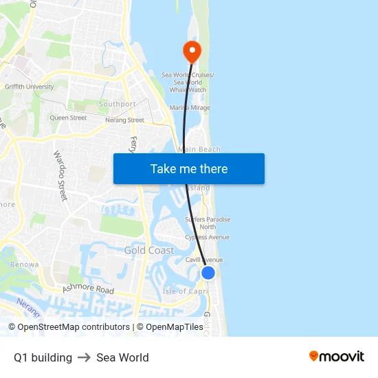 Q1 building to Sea World map