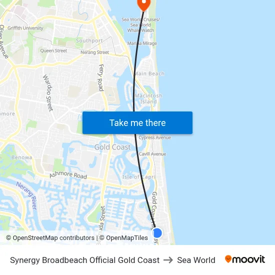 Synergy Broadbeach Official Gold Coast to Sea World map