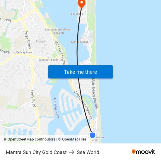 Mantra Sun City Gold Coast to Sea World map