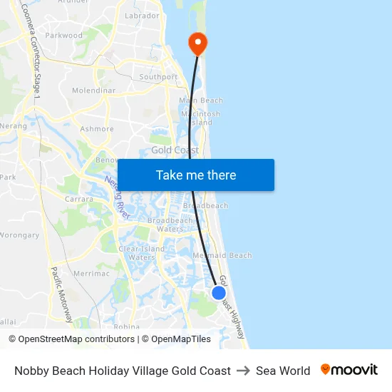 Nobby Beach Holiday Village Gold Coast to Sea World map