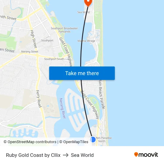 Ruby Gold Coast by Cllix to Sea World map