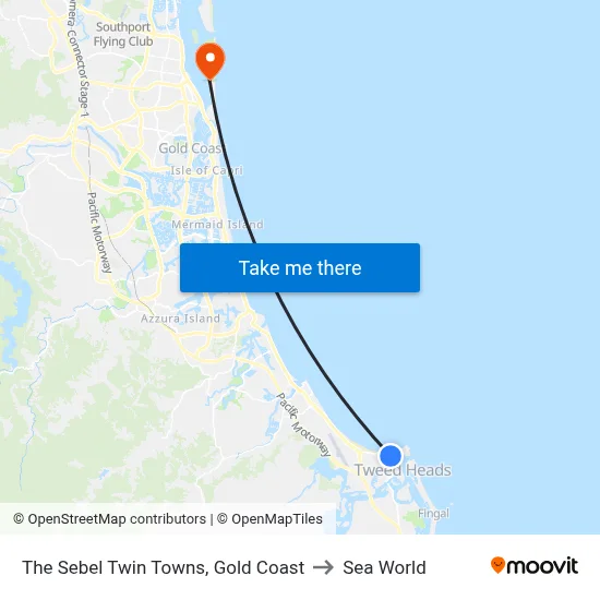 The Sebel Twin Towns, Gold Coast to Sea World map