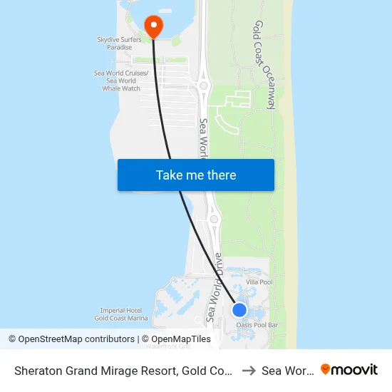 Sheraton Grand Mirage Resort, Gold Coast to Sea World map