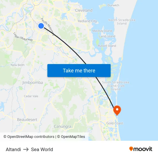 Altandi to Sea World map