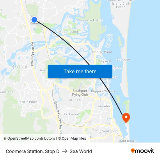 Coomera Station, Stop D to Sea World map
