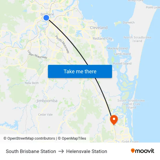 South Brisbane Station to Helensvale Station map