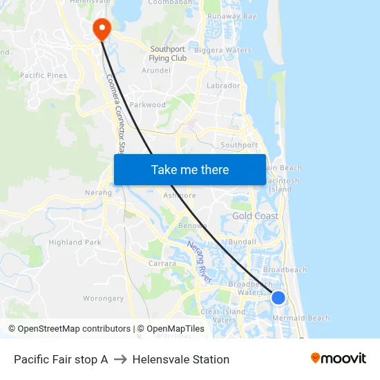 Pacific Fair stop A to Helensvale Station map