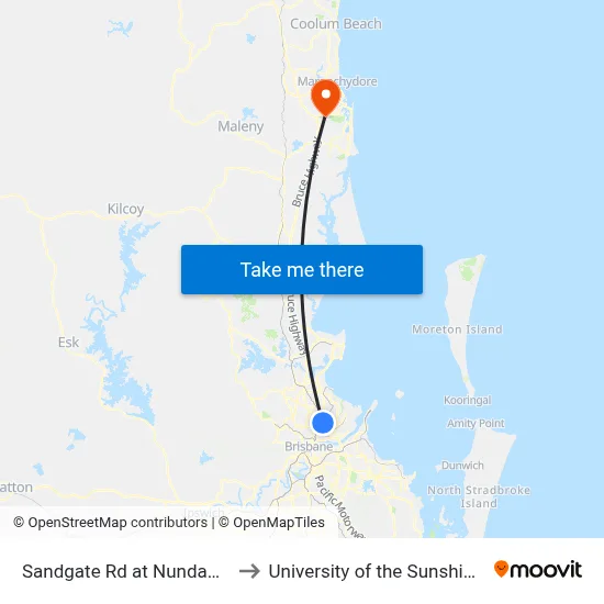 Sandgate Rd at Nundah, Stop 2 to University of the Sunshine Coast map