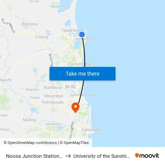 Noosa Junction Station, Stop B to University of the Sunshine Coast map