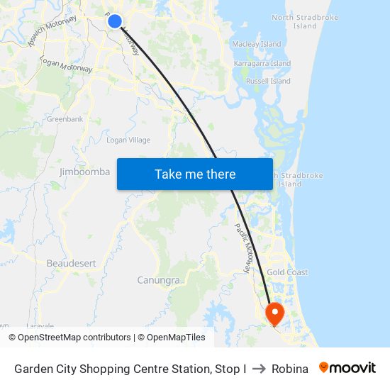 Garden City Shopping Centre Station, Stop I to Robina map