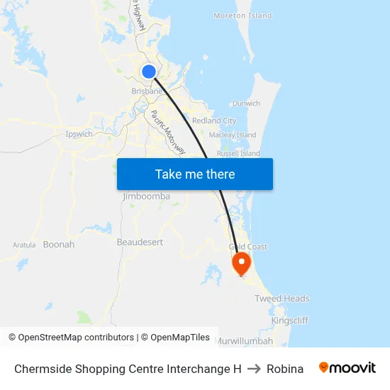 Chermside Shopping Centre Interchange H to Robina map