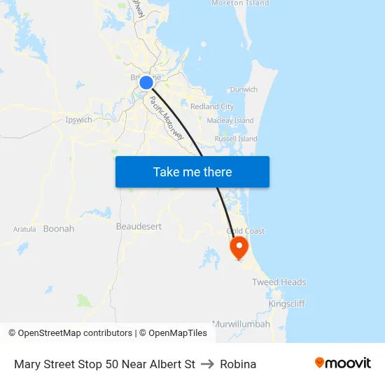Mary Street Stop 50 Near Albert St to Robina map