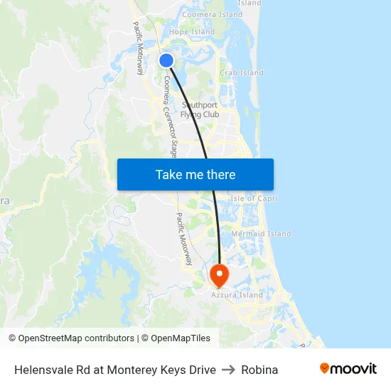 Helensvale Rd at Monterey Keys Drive to Robina map