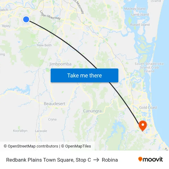 Redbank Plains Town Square, Stop C to Robina map