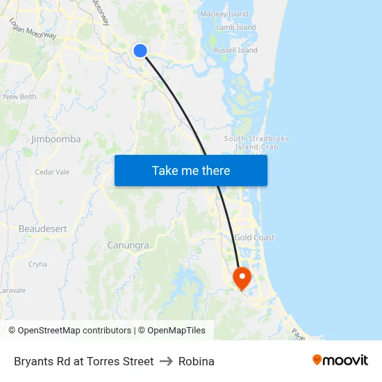 Bryants Rd at Torres Street to Robina map