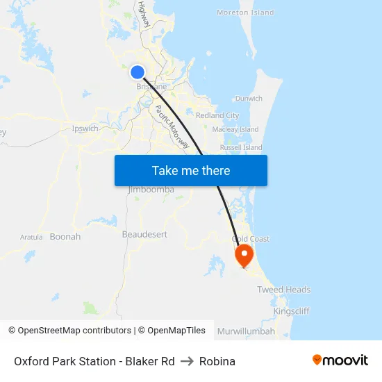 Oxford Park Station - Blaker Rd to Robina map