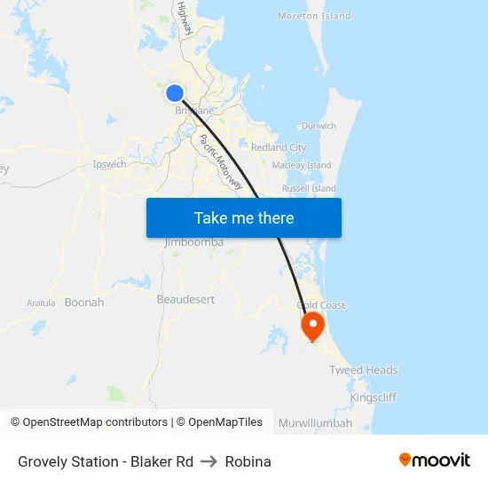 Grovely Station - Blaker Rd to Robina map