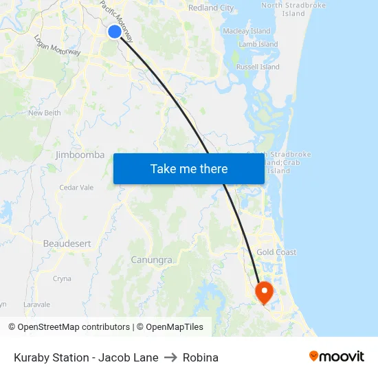 Kuraby Station - Jacob Lane to Robina map