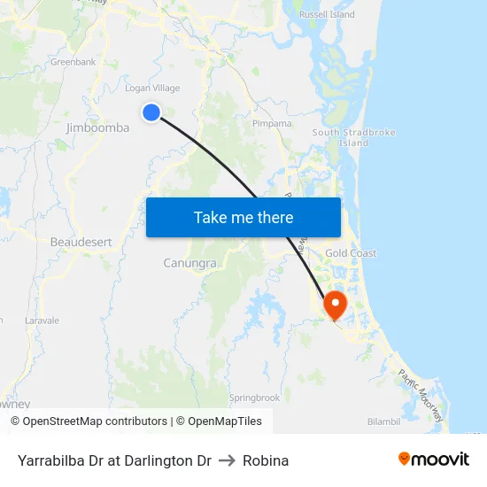 Yarrabilba Dr at Darlington Dr to Robina map