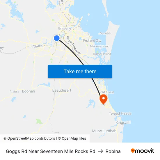 Goggs Rd Near Seventeen Mile Rocks Rd to Robina map