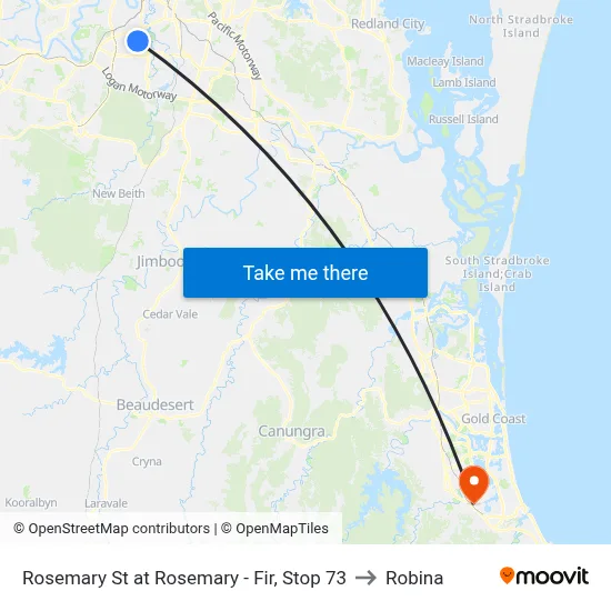 Rosemary St at Rosemary - Fir, Stop 73 to Robina map