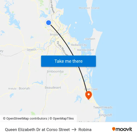 Queen Elizabeth Dr at Corso Street to Robina map