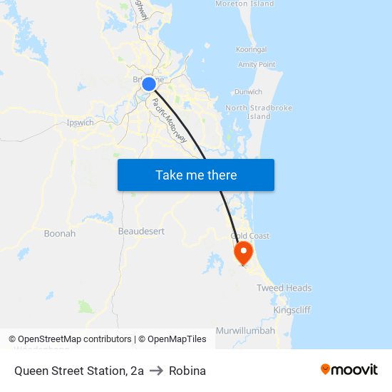 Queen Street Station, 2a to Robina map