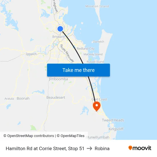 Hamilton Rd at Corrie Street, Stop 51 to Robina map