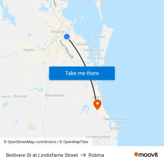 Bedivere St at Lindisfarne Street to Robina map
