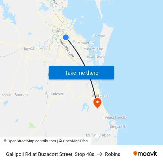 Gallipoli Rd at Buzacott Street, Stop 48a to Robina map