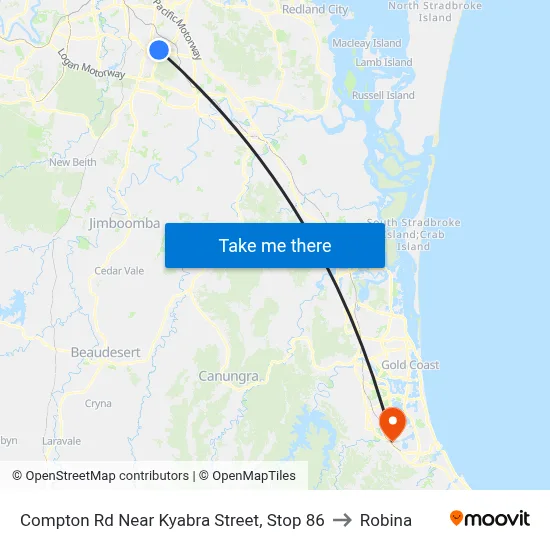 Compton Rd Near Kyabra Street, Stop 86 to Robina map
