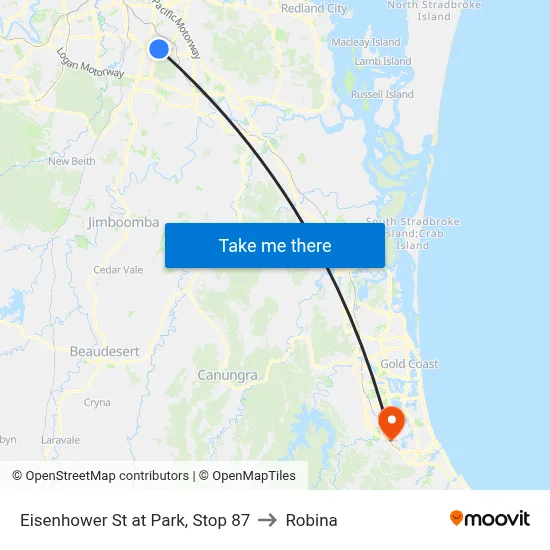 Eisenhower St at Park, Stop 87 to Robina map