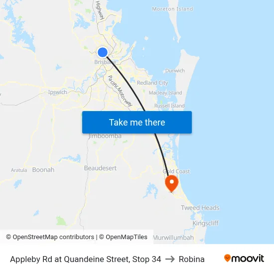 Appleby Rd at Quandeine Street, Stop 34 to Robina map