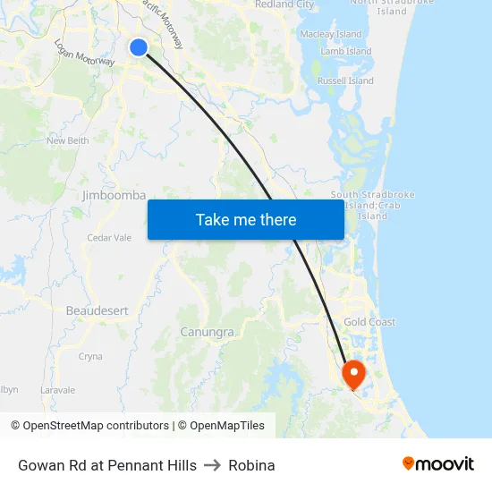 Gowan Rd at Pennant Hills to Robina map