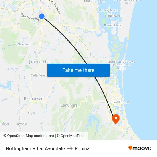 Nottingham Rd at Avondale to Robina map