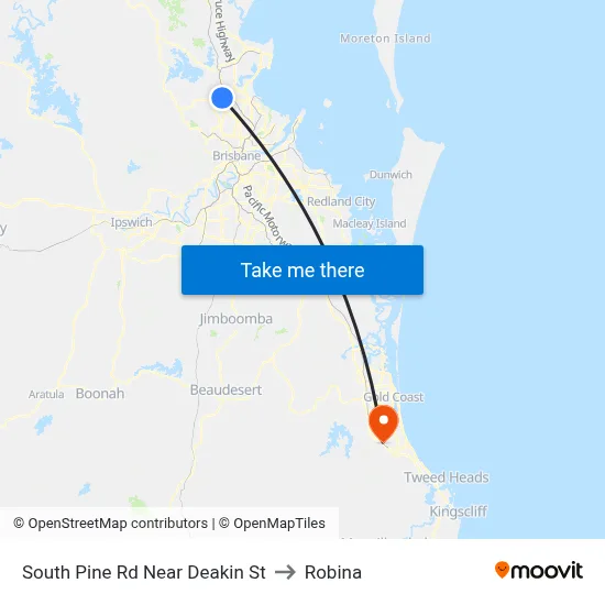 South Pine Rd Near Deakin St to Robina map