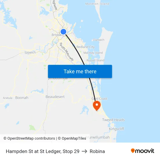Hampden St at St Ledger, Stop 29 to Robina map