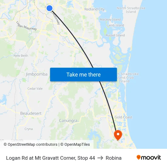 Logan Rd at Mt Gravatt Corner, Stop 44 to Robina map