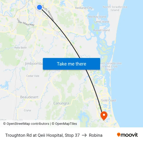 Troughton Rd at Qeii Hospital, Stop 37 to Robina map