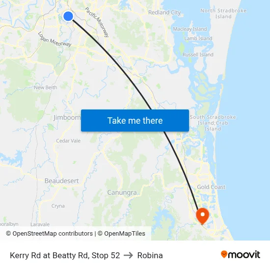 Kerry Rd at Beatty Rd, Stop 52 to Robina map