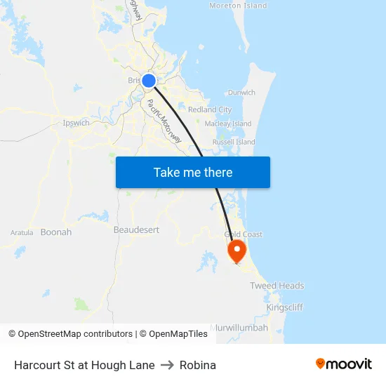 Harcourt St at Hough Lane to Robina map