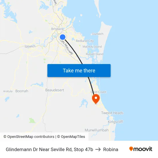 Glindemann Dr Near Seville Rd, Stop 47b to Robina map