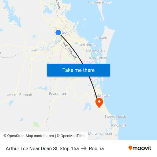 Arthur Tce Near Dean St, Stop 15a to Robina map